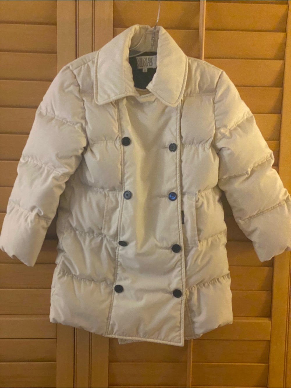 Vintage 80s Bill Blass Double Breasted Puffer Jacket Made in USA Cream 6